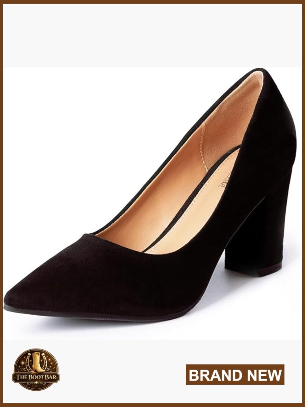 Chunky Block Heels Pointed Toe Slip On Pumps Wedding Work Shoes